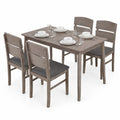 Airfind 5-Piece Dining Set featuring High Curved Backs for 4 People, 175 lbs Capacity, Rubber Wood MDF Plywood Polyester Fabric Sponge Frame, Gray