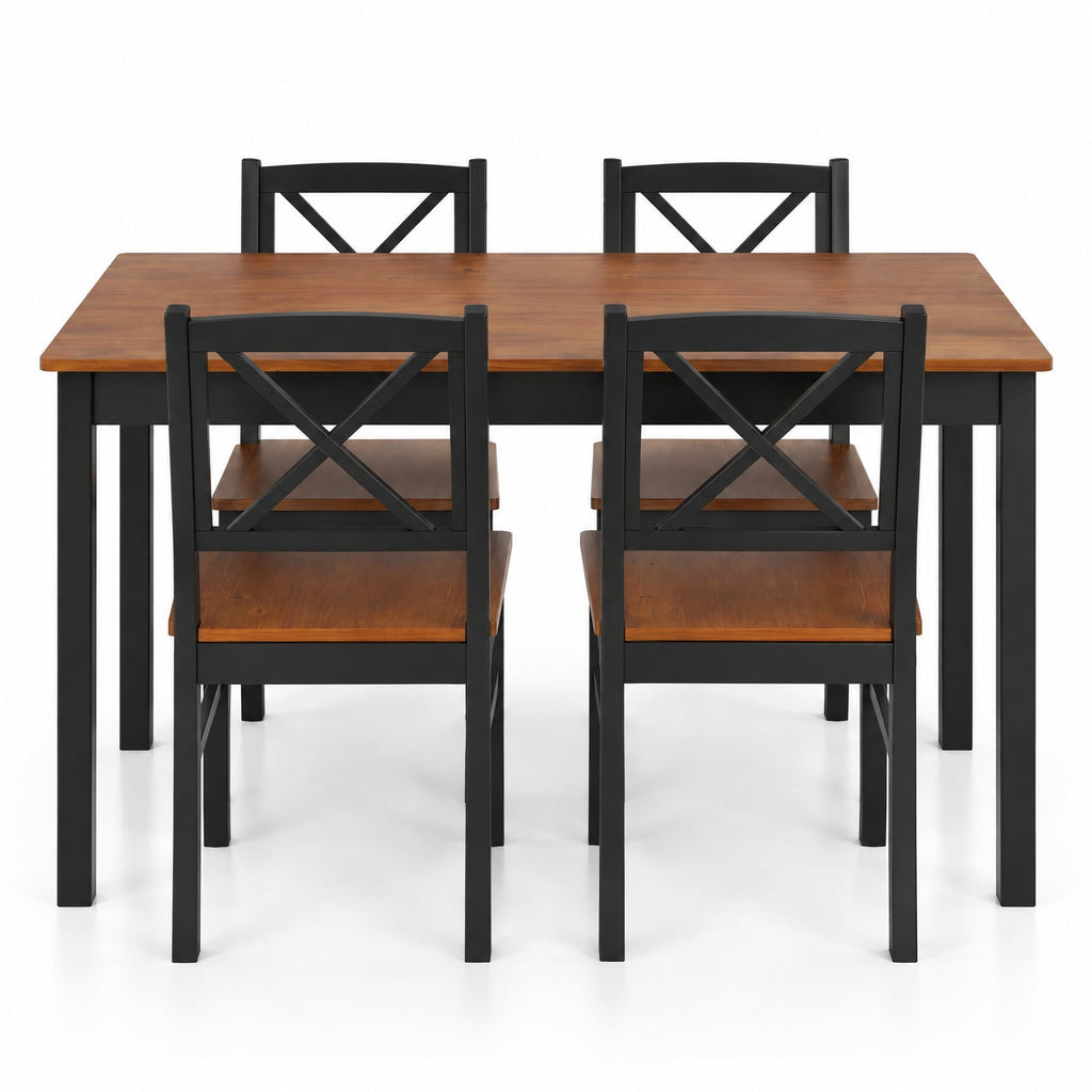 Airfind 5 Piece Dining Table Set with Rectangular Kitchen Table and 4 Chairs for 4 People, 175 lbs Capacity, Rubber Wood MDF Frame, Coffee