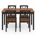 Airfind 5 Piece Dining Table Set with Rectangular Kitchen Table and 4 Chairs for 4 People, 175 lbs Capacity, Rubber Wood MDF Frame, Coffee