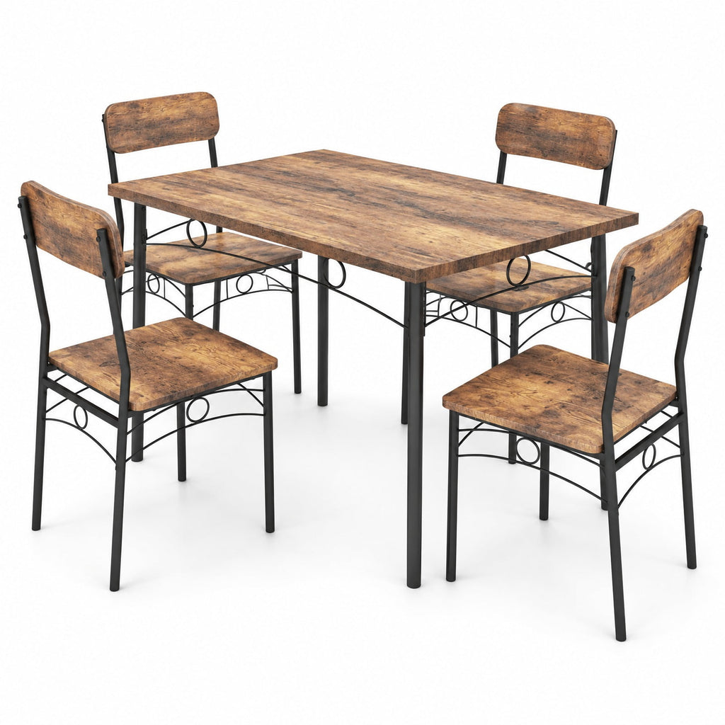 Airfind 5-Piece Industrial Dining Table Set for 4 for Small Place Apartment, 200 lbs Capacity, MDF Metal Frame, Coffee