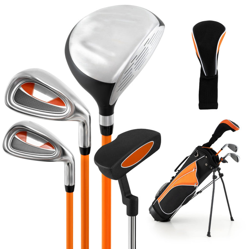 Airfind 5-Piece Junior Golf Club Set for Kids Age 11 to 13 with Stand Bag and Headcover, Orange
