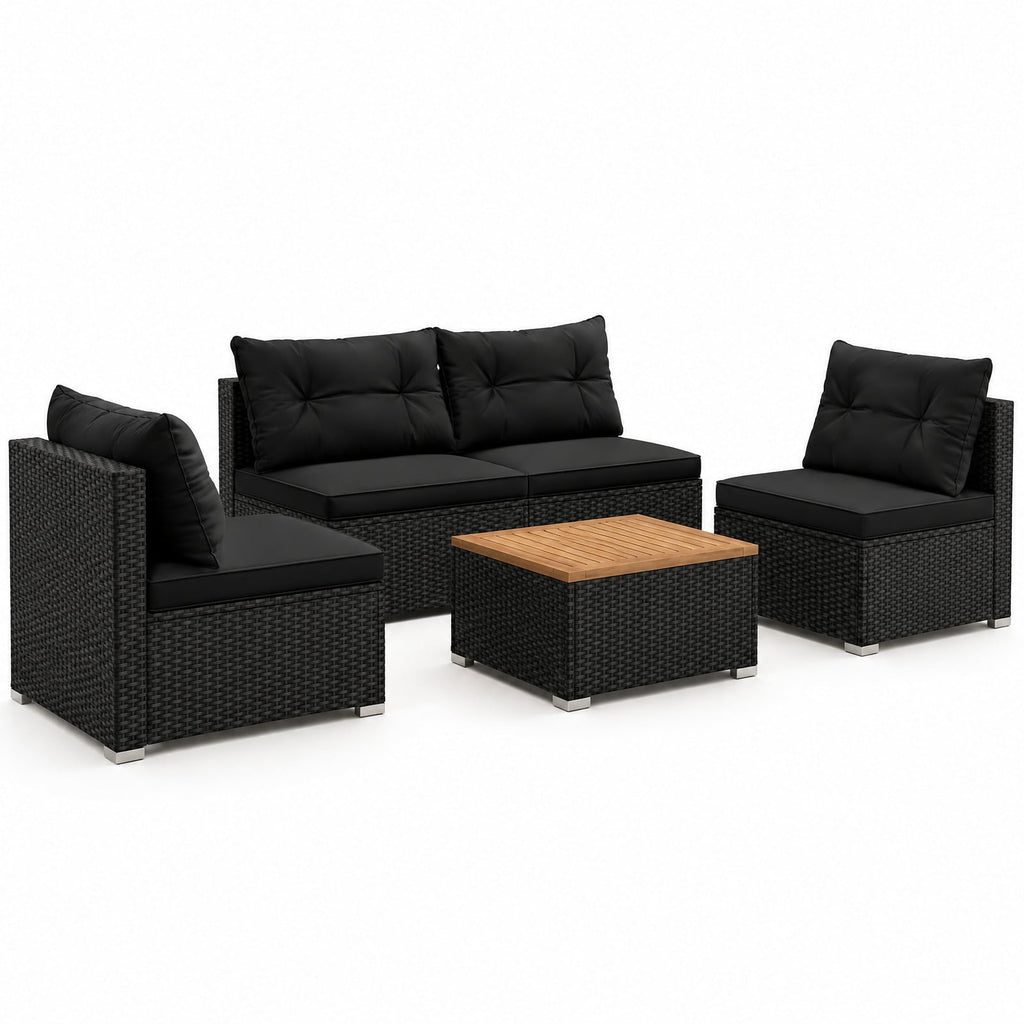 Airfind 5 Piece Outdoor Furniture Set with Solid Tabletop and Soft Cushions, Chair 400 lbs Capacity, 27 x 25 x 25 Footprint, Black
