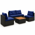 Airfind 5 Piece Outdoor Furniture Set with Solid Tabletop and Soft Cushions, Chair 400 lbs Capacity, 27 x 25 x 25 Footprint, Navy