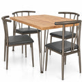 Airfind 5-Piece Space-saving Dining Table Set Industrial Rectangular Kitchen Table and 4 Armless Chairs, 220 lbs Capacity, Black