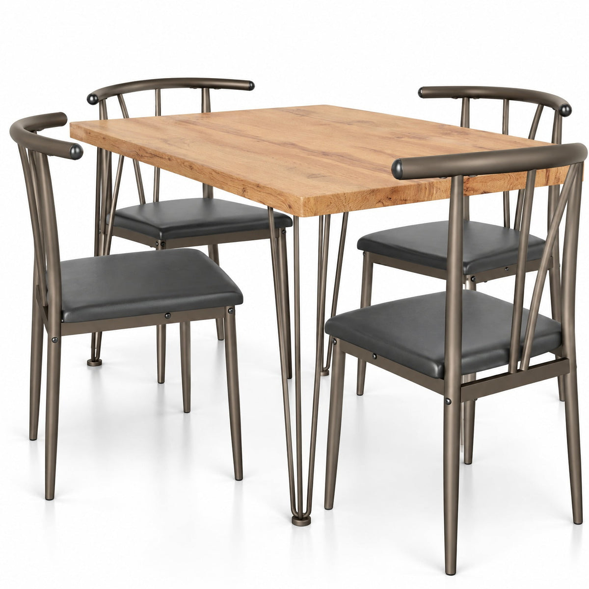 Airfind 5-Piece Space-saving Dining Table Set Industrial Rectangular Kitchen Table and 4 Armless Chairs, 220 lbs Capacity, Black