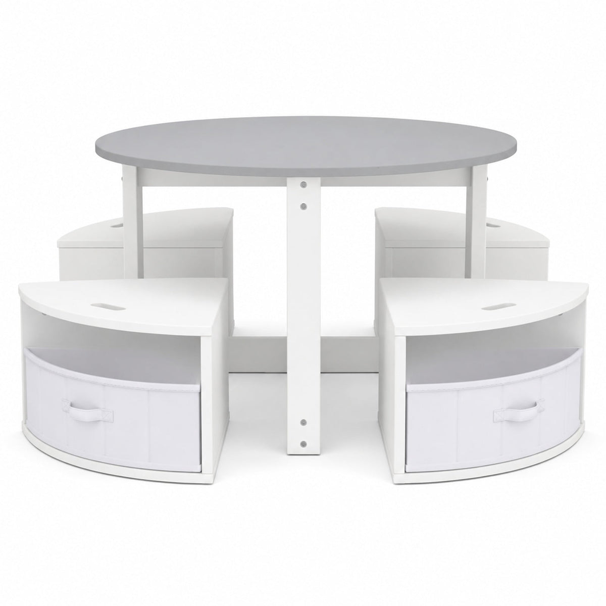 Airfind Youth Round Nesting Table, 5 Piece, with 4 Storage Stools for Activity, 110 lbs Capacity, MDF Frame, for 3+ years old, Gray