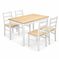 Airfind 5-Piece Wooden Dining Set with Rectangular Table and 4 Chairs, 200 lbs Capacity, Rubber Wood Acacia Wood Veneer MDF Plywood Frame, Natural