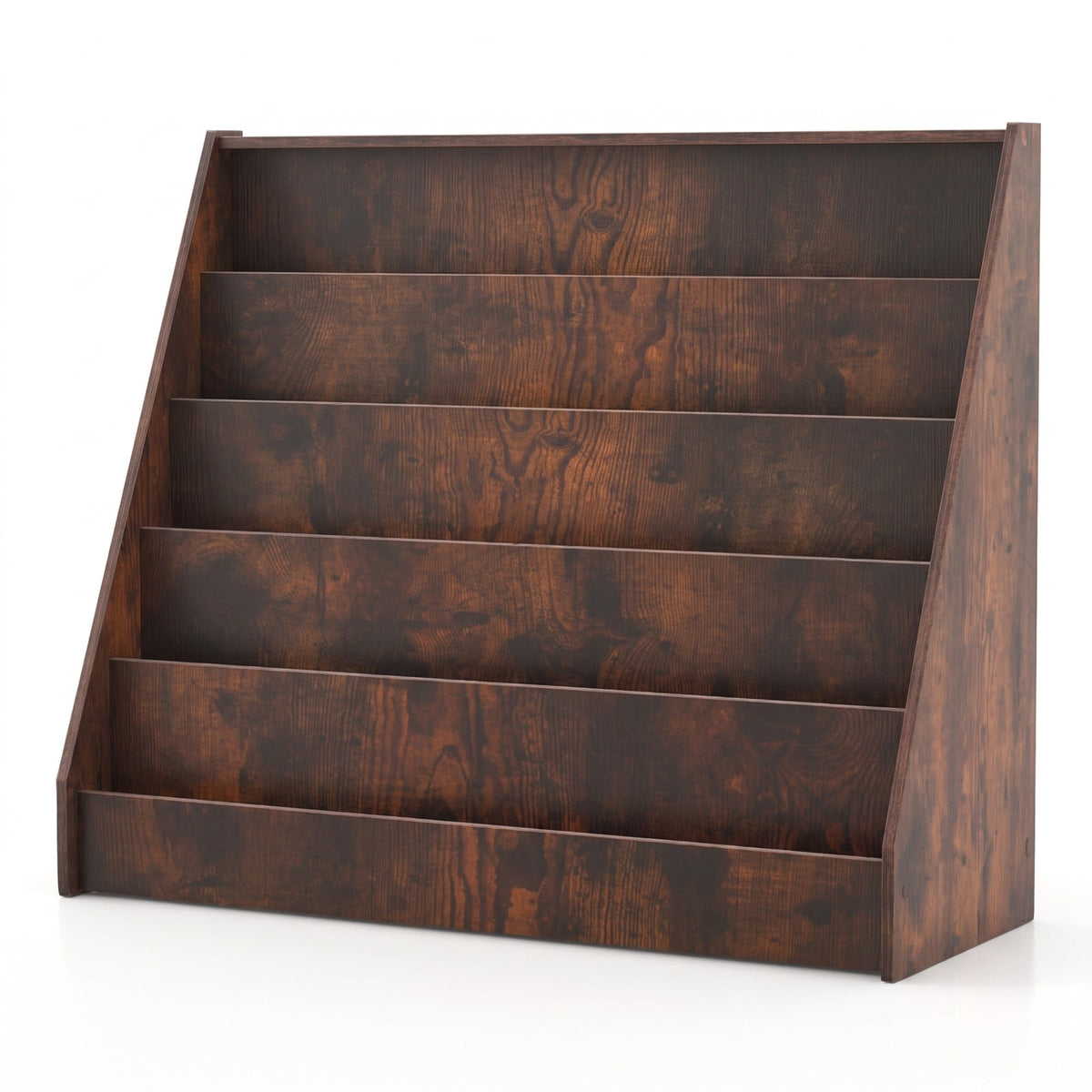 Airfind 5-Tier Kids Bookshelf with Deep Compartments and Stable Baby Book Case, Engineered Wood Frame, for 3+, 36 x 15 x 30 Footprint, Brown