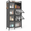 Airfind 5-Tier Kitchen Bakers Rack with Flip-up PC Doors, tier 33 lbs Capacity, Metal PC PP Gray Frame, 23.5 x 12.5 x 60.5 Footprint, Gray