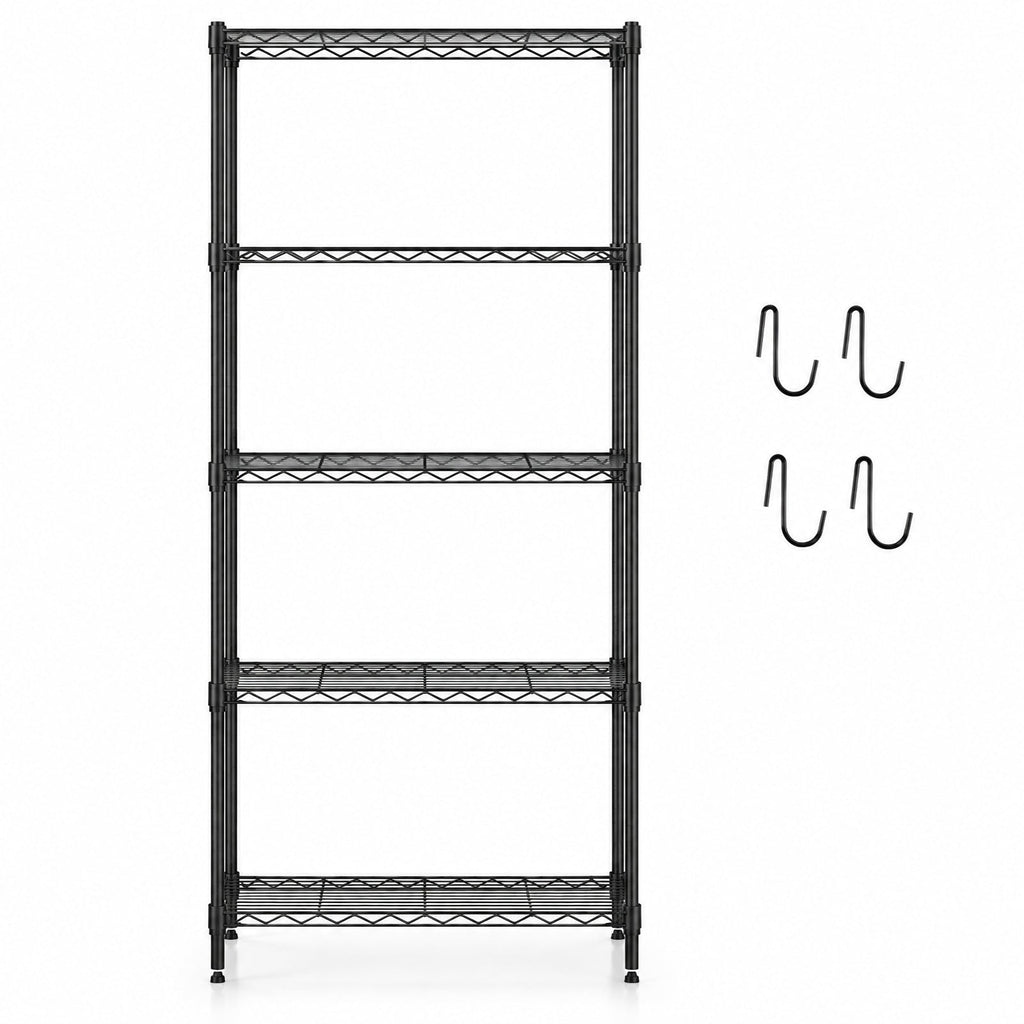 Airfind 5-Tier Metal Storage Shelving Unit with V-Shaped Wire Rack and 750 LBS Capacity, 750 lbs Capacity, Metal Frame, Black