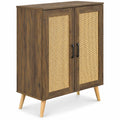 Airfind 5-Tier Rattan Shoe Cabinet with 3 Removable Shelves, 155 lbs Capacity, Engineered Wood Rattan Rubber Wood Frame, 29.5 x 14x 37 Footprint
