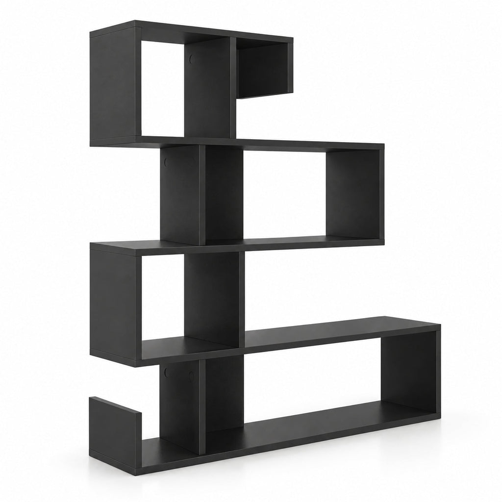 Airfind 5-Tier S-Shaped Bookshelf Geometric Z-Shelf Bookcase with Open Cubes, 44 lbs Capacity, Engineered Wood Frame, 31.5 x 8.5 x 39.5 Footprint