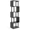 Airfind 5-Tier S-Shaped Bookshelf w/ Open Cubes Anti-toppling Kits for Living Room, 22 lbs Capacity, Engineered Wood Frame, Black