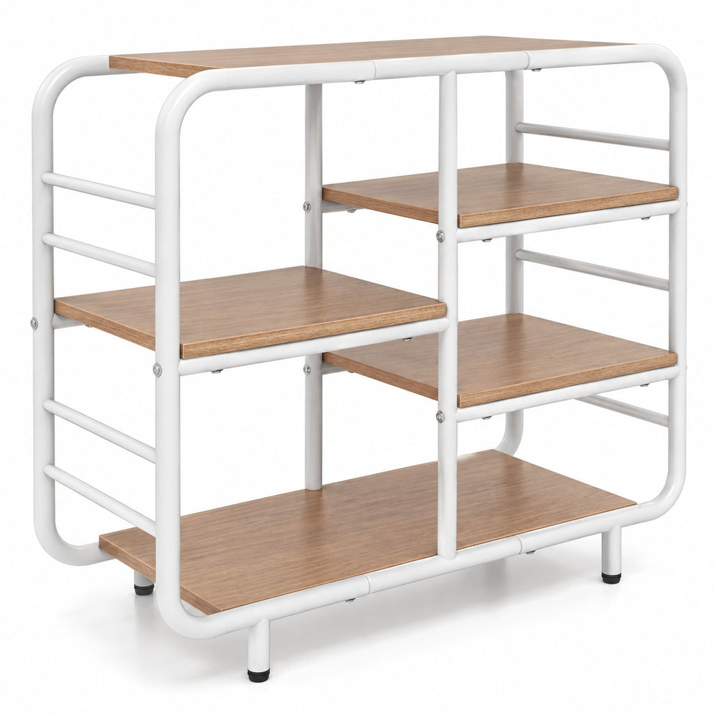 Airfind 5-Tier Storage Organizer Open Book Shelf with Metal Frame, 88 lbs Capacity, Engineered Wood Metal Frame, 30.5 x 12 x 27 Footprint