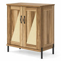 Airfind 5-Tier Wooden Farmhouse Shoe Cabinet with Woven Rattan Doors, 110 lbs Capacity, Engineered Wood MDF Metal PVC Frame, Natural