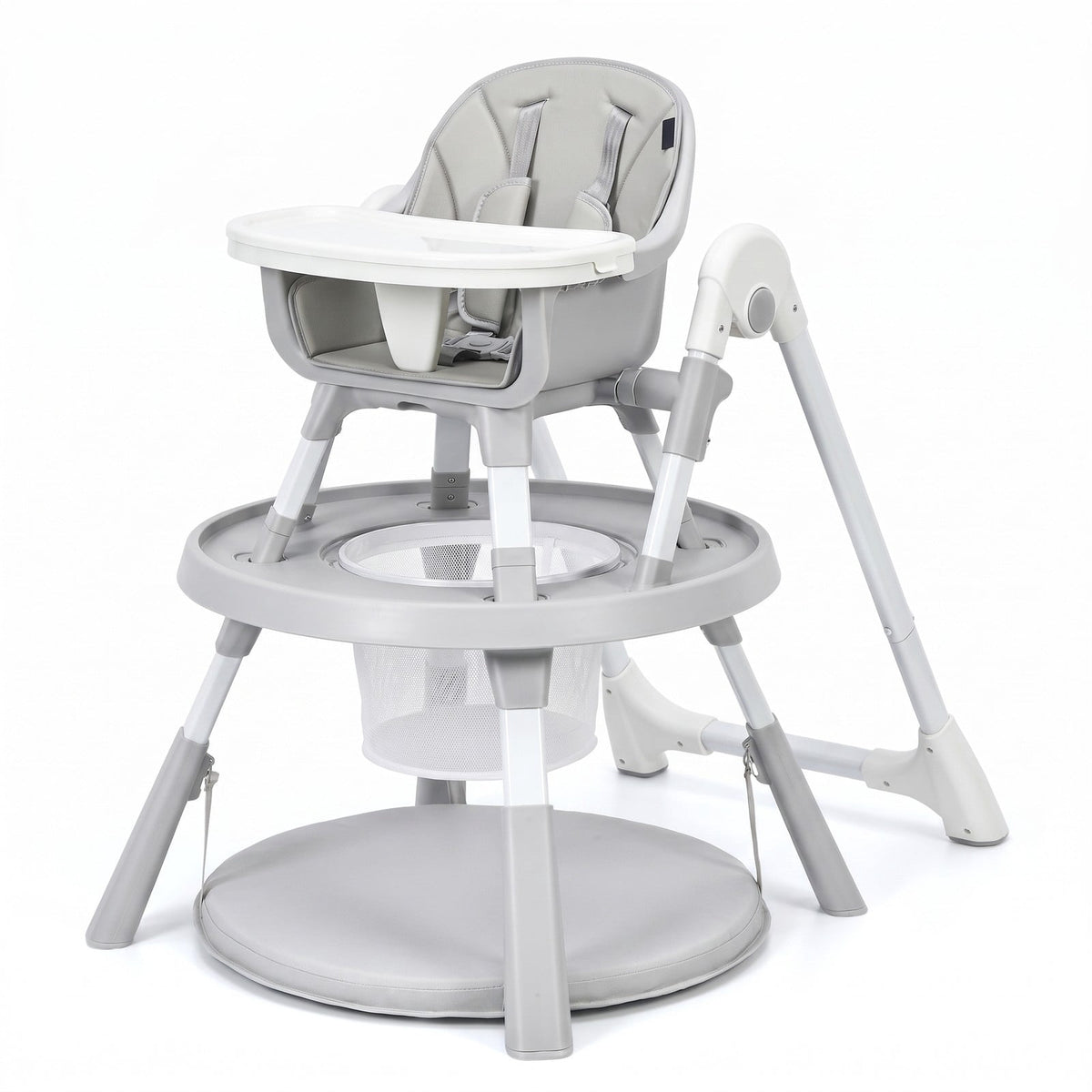Airfind 5-in-1 Baby Highchair with Height Adjustable and 2-Tier Tray Storage Busket, Iron PP ABS Frame, 26 x 25 x 36.5 Footprint, Gray