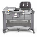 Airfind 5-in-1 Portable Child Playard with Cradle and Storage Basket, 33 Lbs Capacity, Polyester Fabric Sponge Iron PP Basic Child Playard, Gray