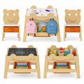 Airfind 5-in-1 Toddler Table and 2 Chairs Cute Art Desk Set with Reversible Chalkboard Whiteboard, 110 lbs Capacity, MDF Non-woven Fabric Frame