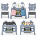 Airfind 5-in-1 Toddler Table and 2 Chairs Cute Art Desk Set with Reversible Chalkboard Whiteboard, 110 lbs Capacity, MDF Non-woven Fabric Frame