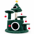 Airfind 50in Christmas Cat Tree with 2 Condos and Sisal Scratching Post, Green, Star-shaped spring toy for extra entertainment