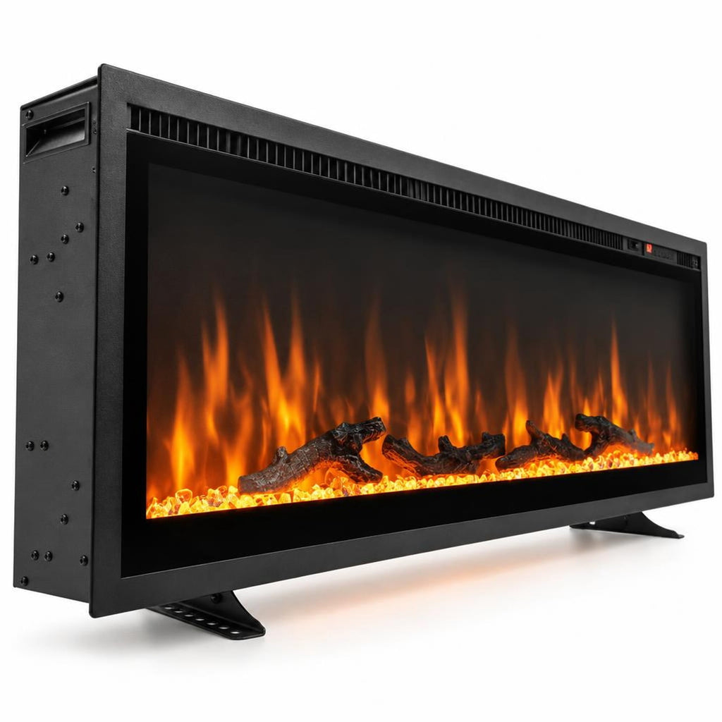 Airfind 50 Inches Electric Fireplace In-wall Recessed Featuring Remote Control and Adjustable Color and Brightness-50 Inches, Black