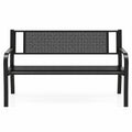Airfind 50 Inches Garden Bench with Patterned Backrest and Curved Armrests, 660 lbs Capacity, Metal Frame, 50 × 23 × 32 Footprint, Black