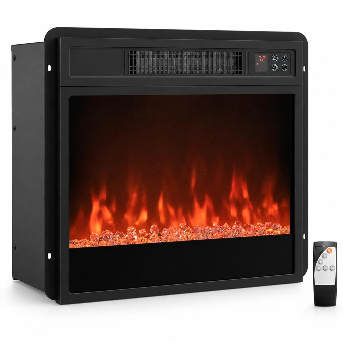 Airfind 5000 BTU 18-Inch Electric Fireplace Insert featuring Remote Control and Brightness, Metal Tempered Glass PP Frame, Black