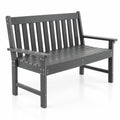 Airfind 52 Inch All-Weather HDPE Outdoor Bench with Backrest and Armrests, 705 lbs Capacity, HDPE Frame, Gray