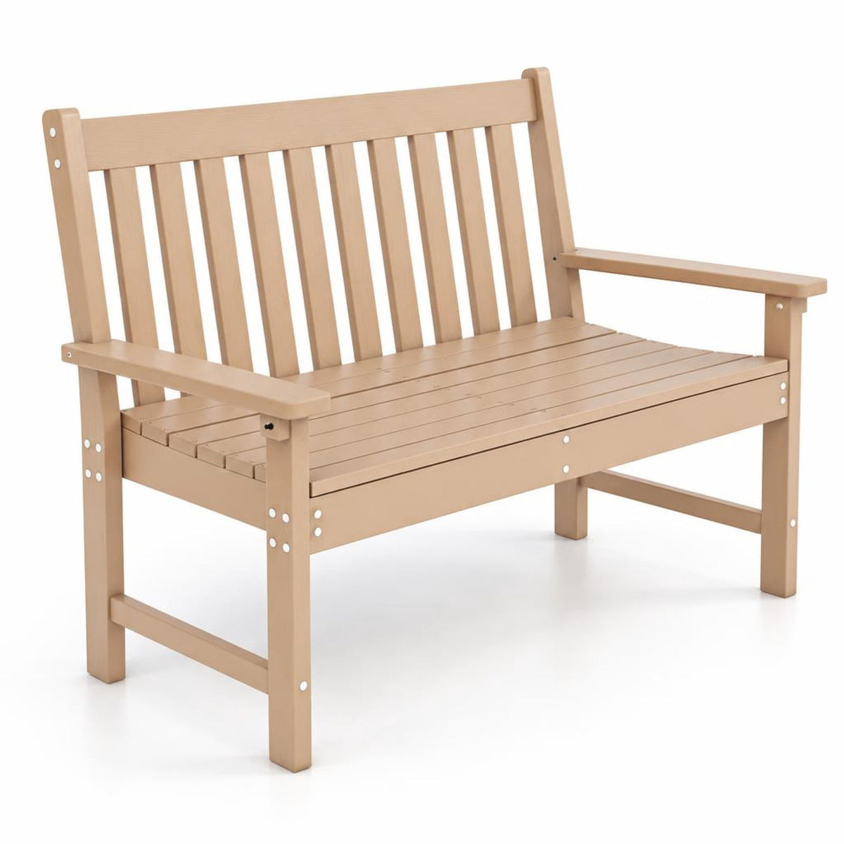 Airfind 52 Inch All-Weather HDPE Outdoor Bench with Backrest and Armrests, 705 lbs Capacity, HDPE Frame, Gray
