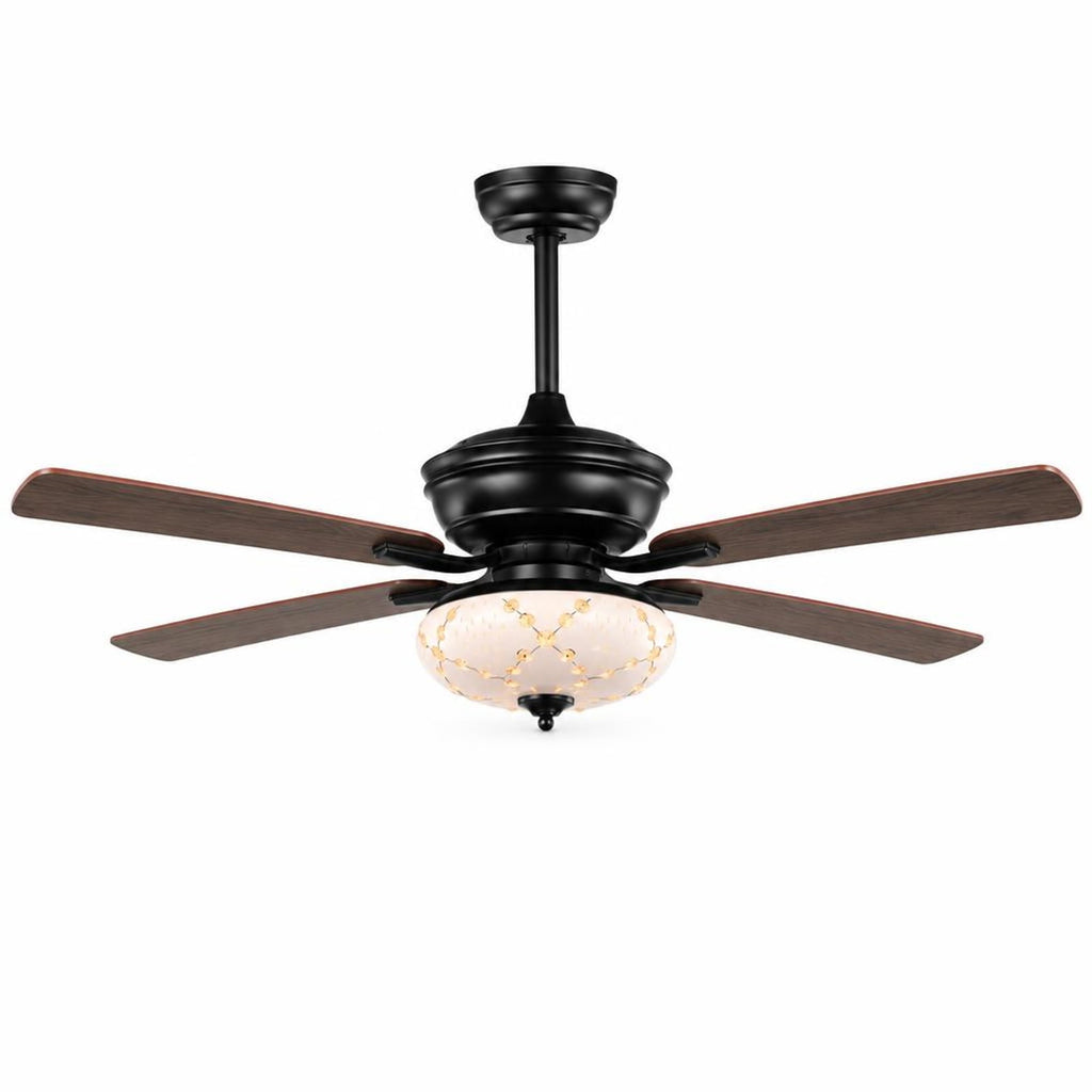 Airfind 52 Inch Ceiling Fan with 3 Wind Speeds and 5 Reversible Blades, Steel PC MDF Frame, Size 52 Inch (dia.) Length of Downrods: 5 Inch/1, Black