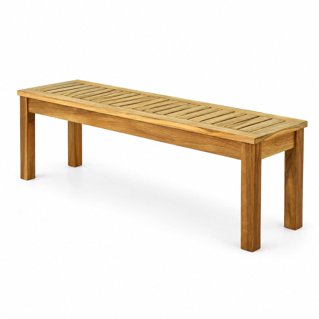 Airfind 52 Inch Outdoor Acacia Wood Dining Bench Chair, 700 lbs Capacity, Acacia wood Frame, 52 x 13.5 x 17.5 Footprint, Wood