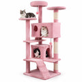 Airfind 52 Inch Tall Cat Tree Tower for Indoor Cats, 22 lbs Capacity, Engineered Wood Sponge Plush Fabric Sisal Frame, Pink