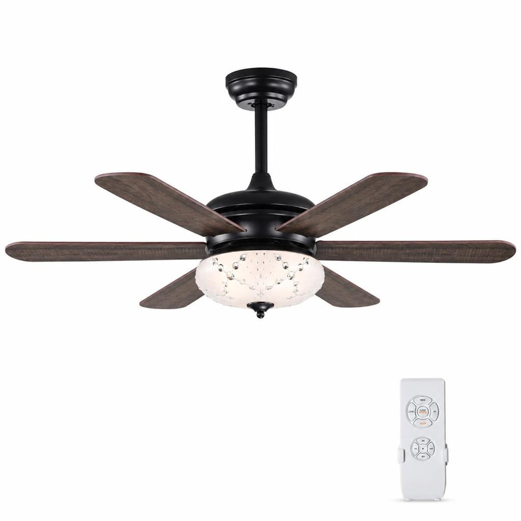 Airfind 52 Inches Ceiling Fan with Remote Control, Metal PC MDF Frame, Walnut, Make a retro addition to your home decoration