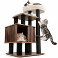 Airfind 53.5 inch Tall Cat Tree for Indoor Cat Wooden Cat Tower Top Perch with Soft Padding, 23in x 23in Cat Condo Footprint, Brown
