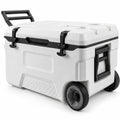 Airfind 53 Quart Portable Rolling Cooler with Fish Ruler for Outdoor, PP PU HDPE TPE Frame, 29.5 x 16 x 16 Footprint, White