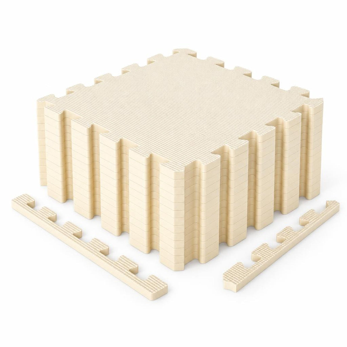 Airfind 54 Pack EVA Foam Floor Tiles with Non-Slip Borders for Home Gym, EVA Foam Frame, 107 x 72 x 0.4 Footprint, Beige
