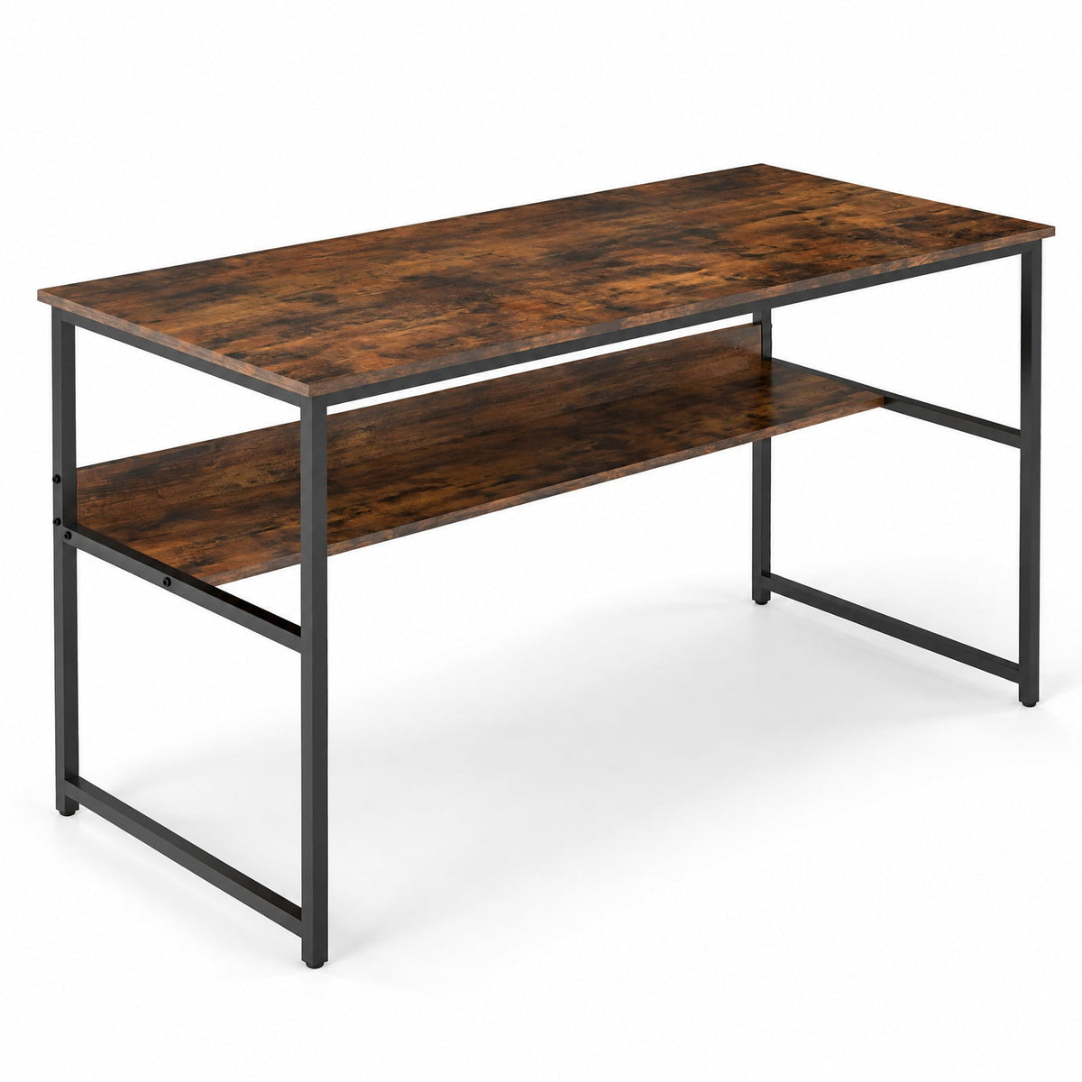 Airfind 55 x 24 inch Computer Desk with Power Outlets and USB Ports, 220 lbs Capacity, Engineered Wood Metal Frame, Brown