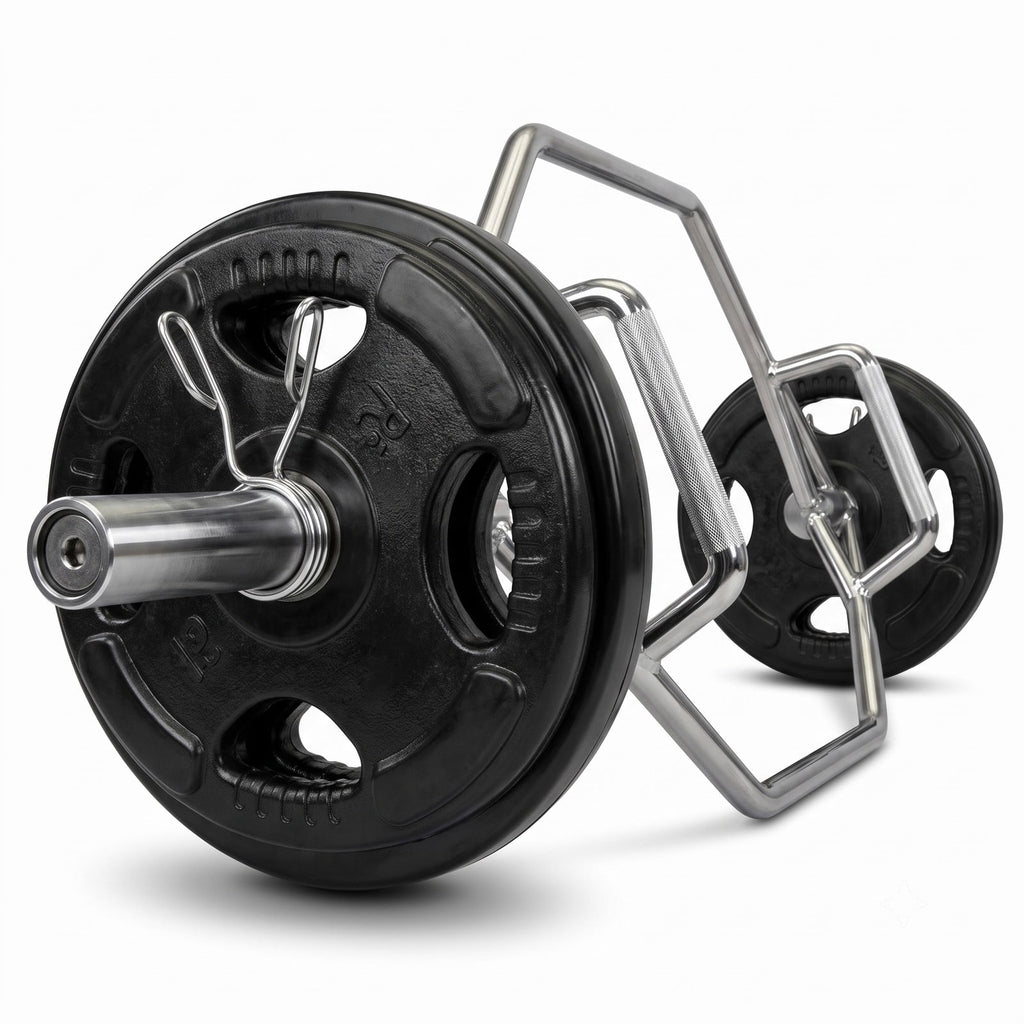 Airfind 56 Inch Olympic Hexagon Deadlift Trap Bar with Folding Grips, Chrome Steel Powerlifting Hex Bar with Dual Knurled Handles for Home Gym, 800 lbs Capacity, Silver