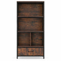 Airfind 56in Tall Freestanding Bookcase with Drawer 5 Tier, 44 lbs Capacity, Engineered Wood Metal Frame, 27in x 12in x 56in Footprint