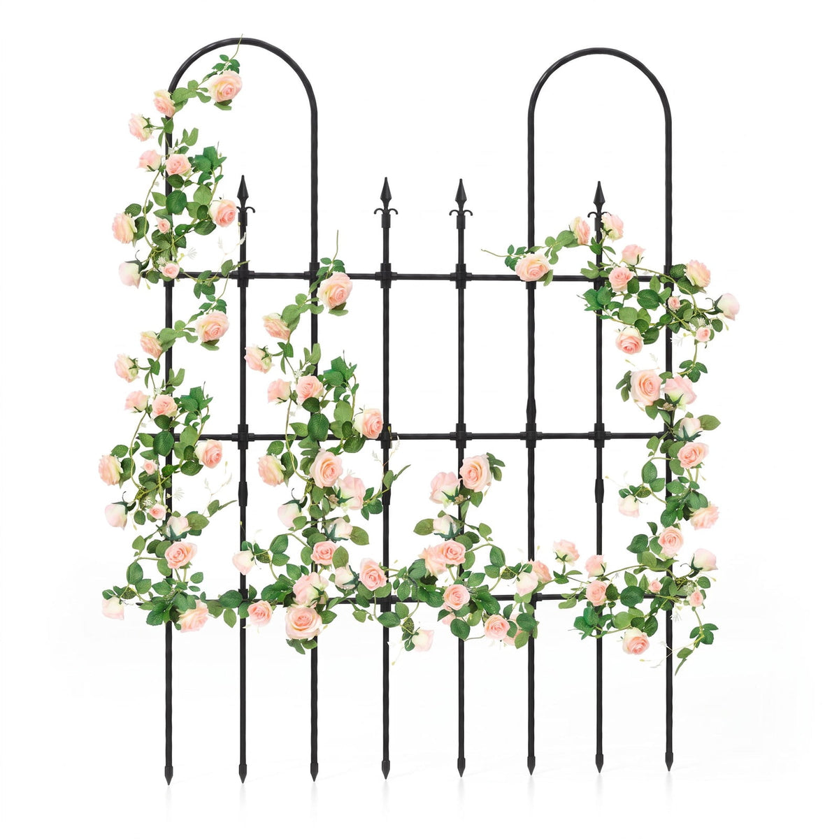 Airfind 58 x 73 Inch Outdoor Garden Rose Arch Trellis for Climbing Plants, PE-Coated Metal Frame, 58 x 73 Footprint, Rose