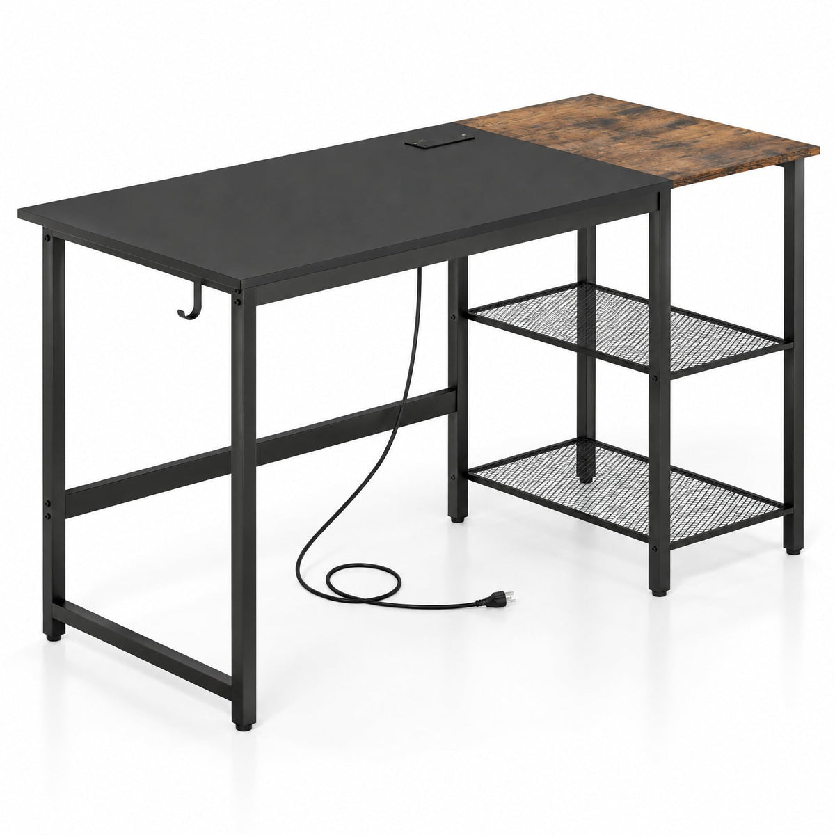 Airfind 59 Inch Home Office Computer Desk with Removable Storage Shelves, 275 lbs Capacity, Metal Engineered Wood Frame, 59 x 24 x 30 Footprint