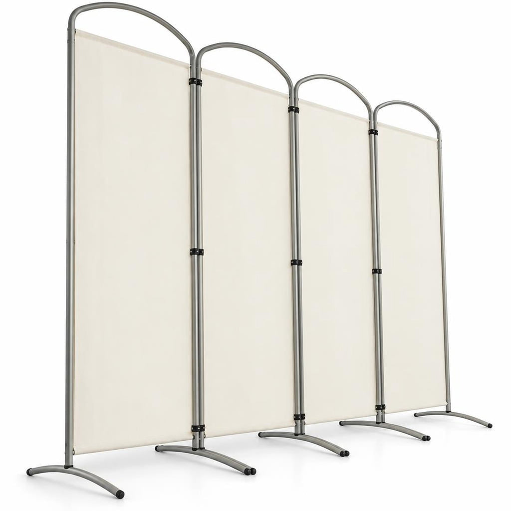 Airfind 6.2Ft Folding 4-Panel Room Divider for Home Office Living Room, Polyester Metal Frame, 87 x 20 x 74 Footprint, White