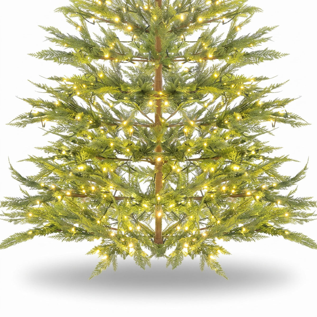 Airfind 6.5/7.5 Feet Artificial Cypress Christmas Tree Pre-lit Hinged-7.5 ft, PE Metal Tree Height 6.5 ft/7.5 ft Tree Width 4 ft Frame, Green