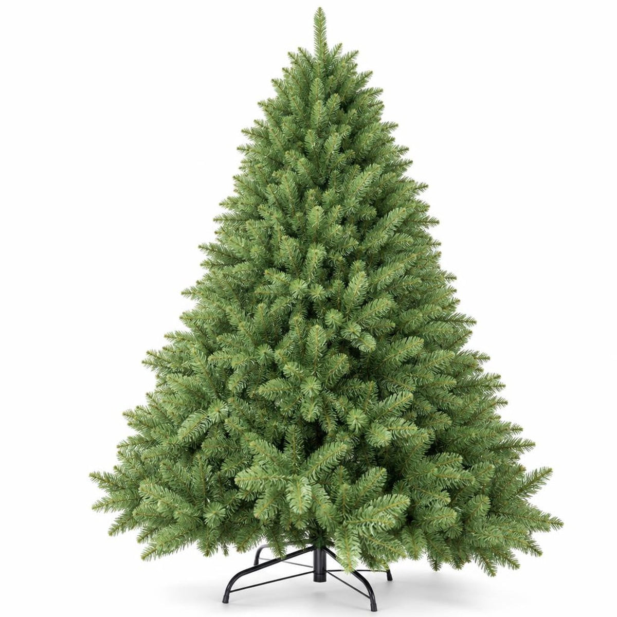 Airfind 6.5 FT Artificial Christmas Tree with Easy-Setup Hinged Branches and Folding Metal Stand, PVC Metal Frame, Green
