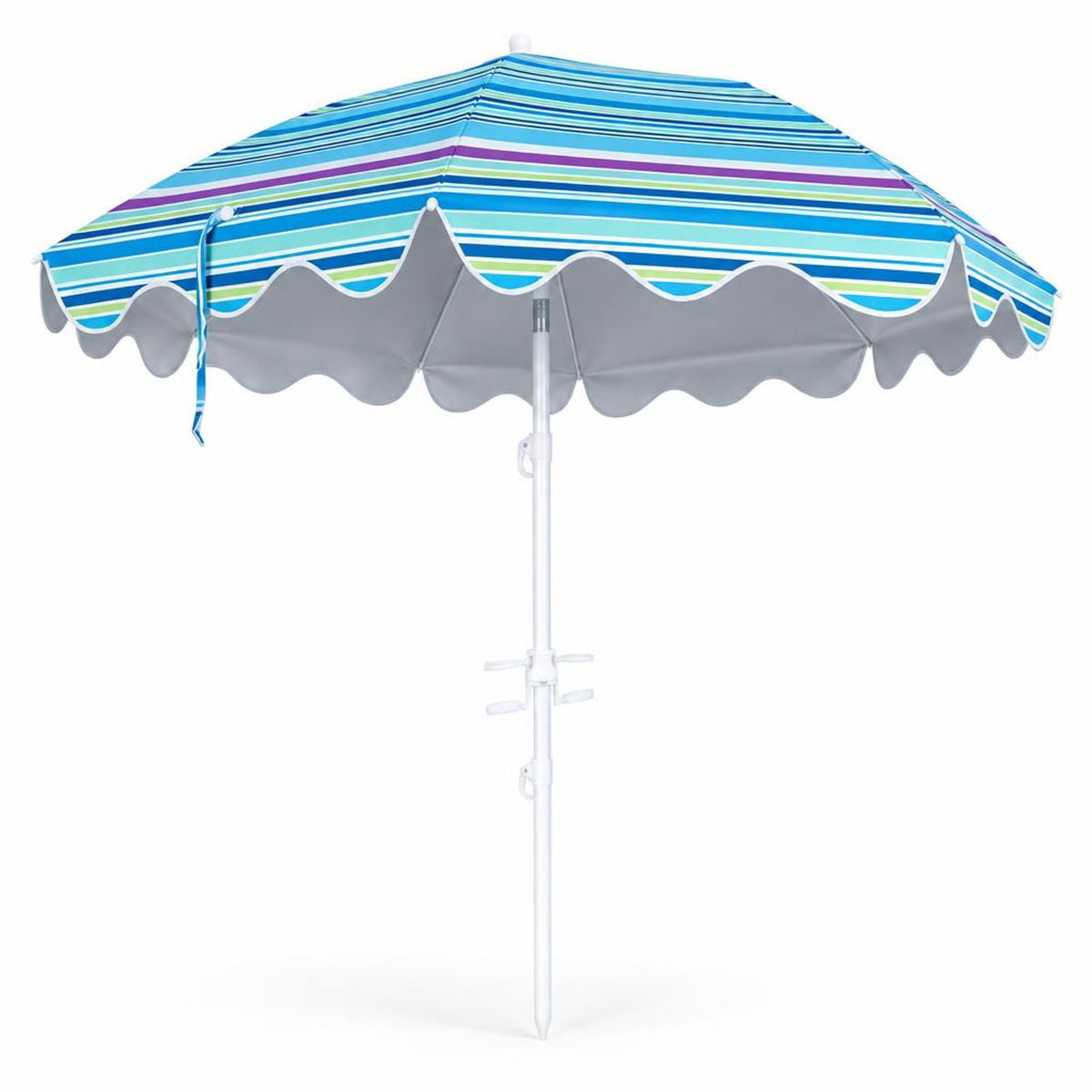 Airfind 6.5 FT Beach Umbrella UPF 50+ with Sand Anchor for Garden Pool Backyard, Polyester Fabric Metal Aluminum Alloy PP Frame, Blue Stripe