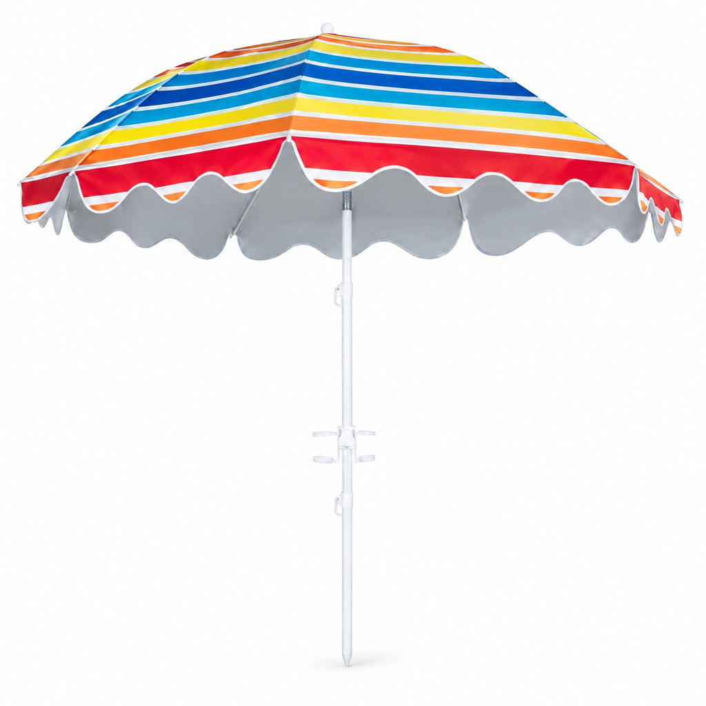 Airfind 6.5 FT Beach Umbrella UPF 50+ with Sand Anchor for Garden Pool Backyard, Polyester Fabric Metal Aluminum Alloy PP Frame, Blue Stripe