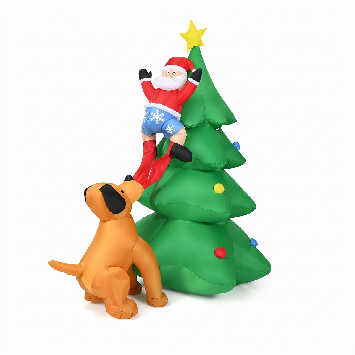 Airfind 6.5 Feet Outdoor Inflatable Christmas Tree Santa Decor with LED Lights, Polyester fabric Frame, Show in the picture