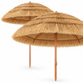 Airfind 6.5 Feet Portable Thatched Tiki Beach Umbrella with Adjustable Tilt for Backyard, PP Frame, Khaki
