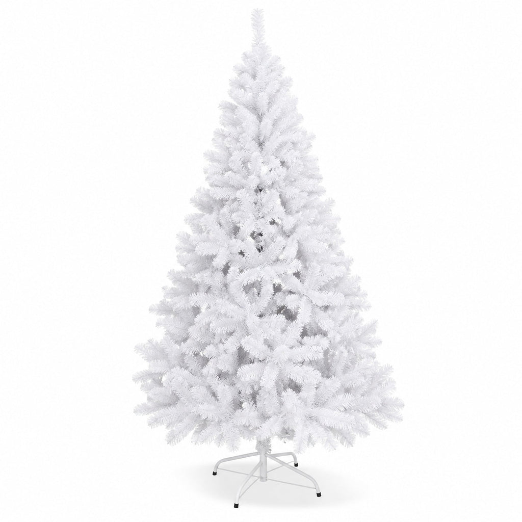 Airfind 6 / 7.5 / 9 Hinged Artificial Christmas Tree with Metal Stand-7.5 ft, PVC iron Frame, φ 3.8 ft x 6 ft Footprint, White