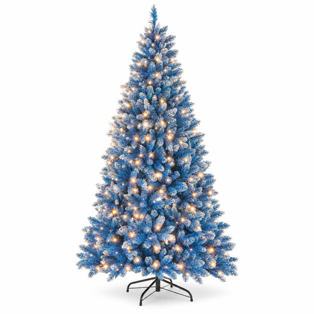 Airfind 6/7/8/9 FT Artificial Christmas Tree with 767 Snowy Branch Tips-6 FT, PVC Metal Frame, 3.1 x 6 ft Footprint, Blue